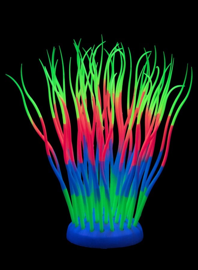 LPFLASAT Fish Tank Decorations Fluorescent Rainbow Anemone Aquarium Decor Aquatic Plants Betta Fish Tank Decor Silicone Ornament Glowing Effect for Fish Tank Landscape Decoration, for Halloween(Y) - Image 2